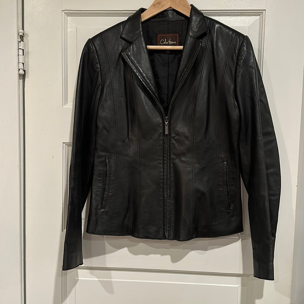 Cole Haan Lambskin Moto Jacket
